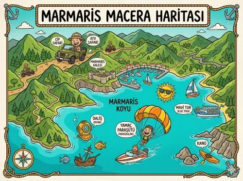 Marmaris’te Akyaka, Dalyan, Datça, Fethiye ve Ölüdeniz rotalarında doğa ve macera turizmi için planlı VIP transfer deneyimi görseli.