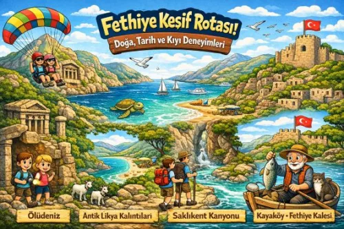 Fethiye çıkışlı Ölüdeniz, Göcek, Kaş, Kekova, Efes ve Pamukkale rotalarını VIP transfer ve özel gezi planlamasıyla gösteren görsel.